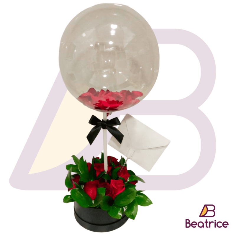 Caja floral con globo