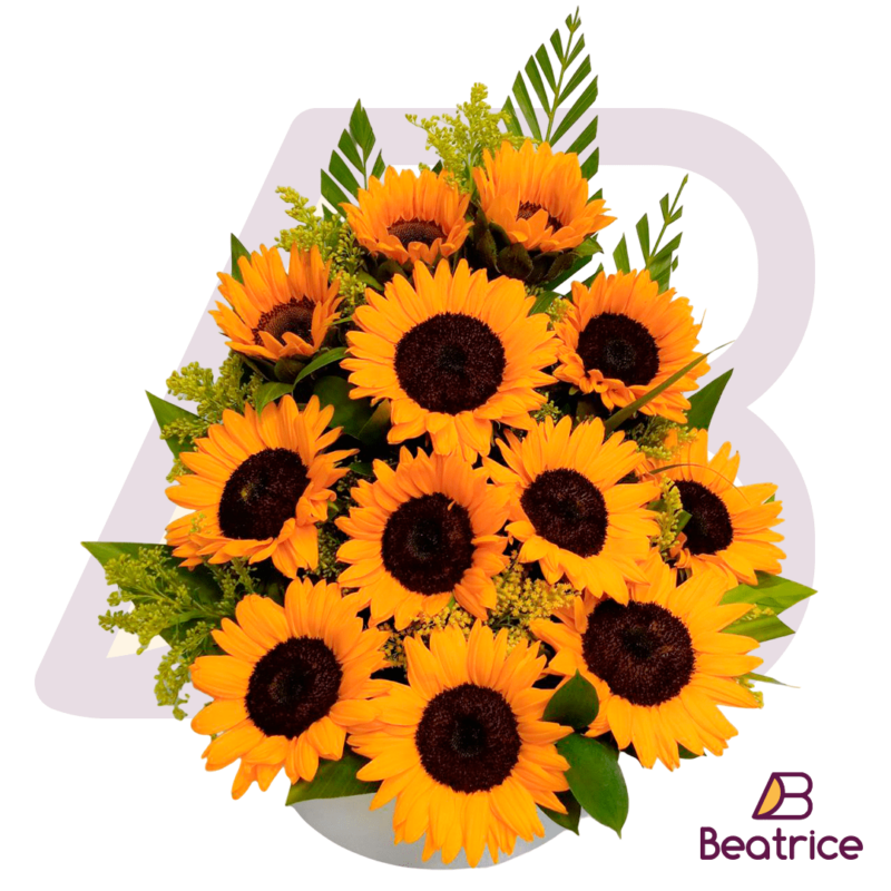 Caja floral de girasoles