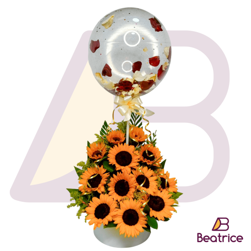 Caja floral con globo