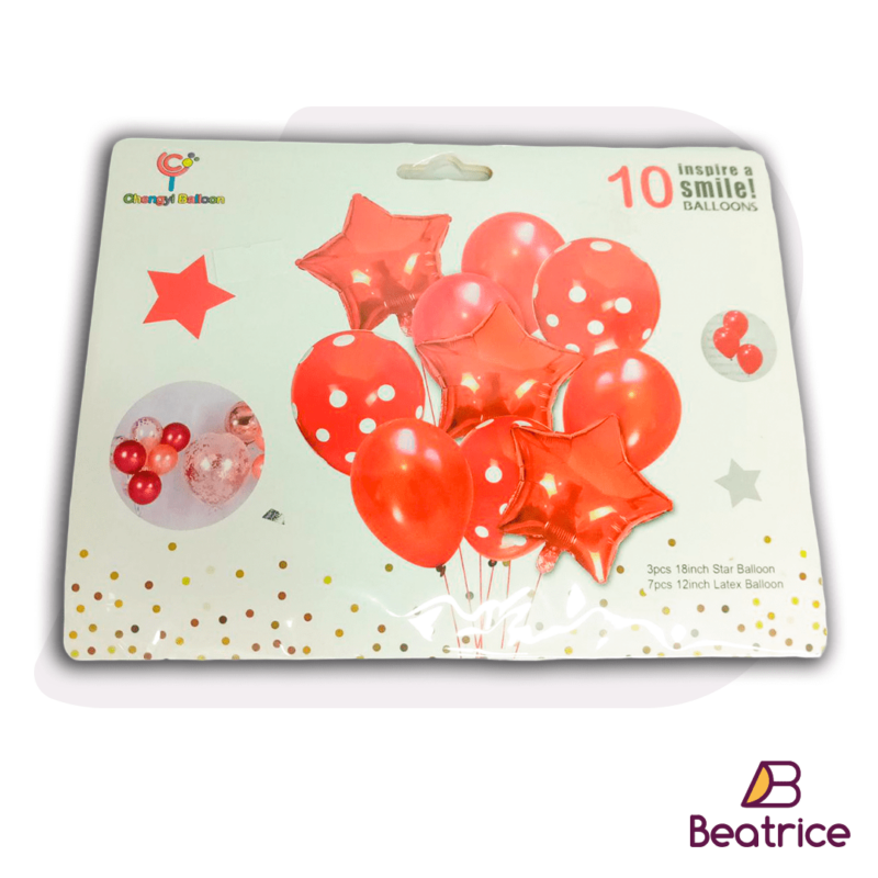 Pack de globos con estrellas rojo