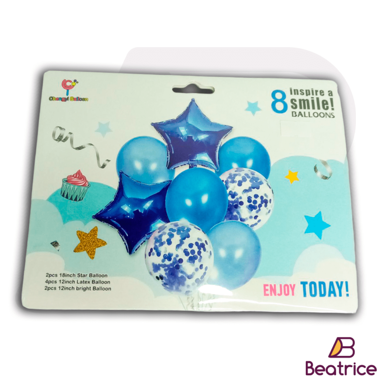 Pack de globos con estrellas azul