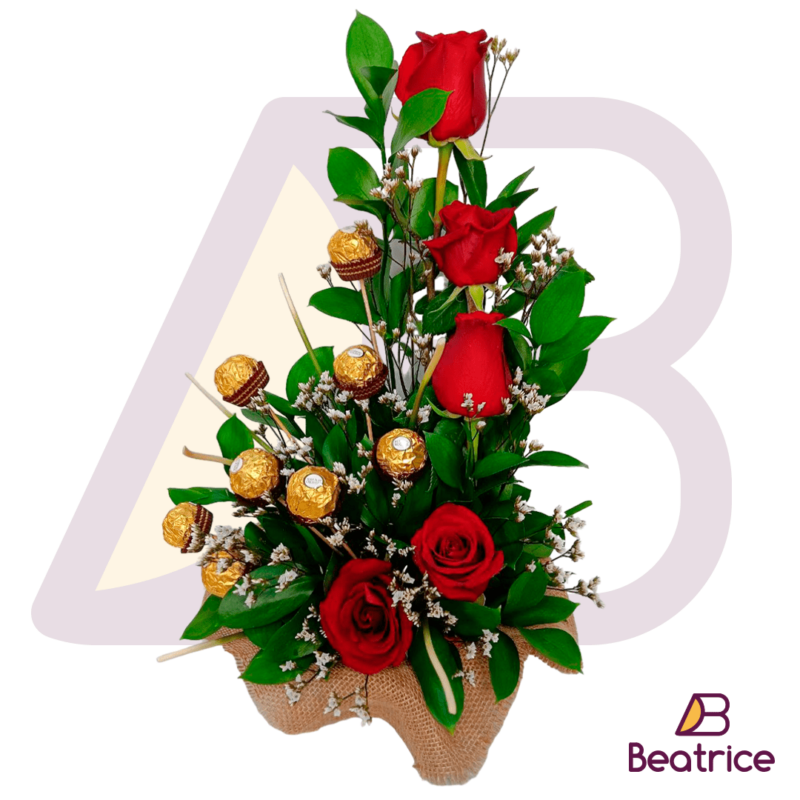 Rosas con chocolates Ferrero Rocher