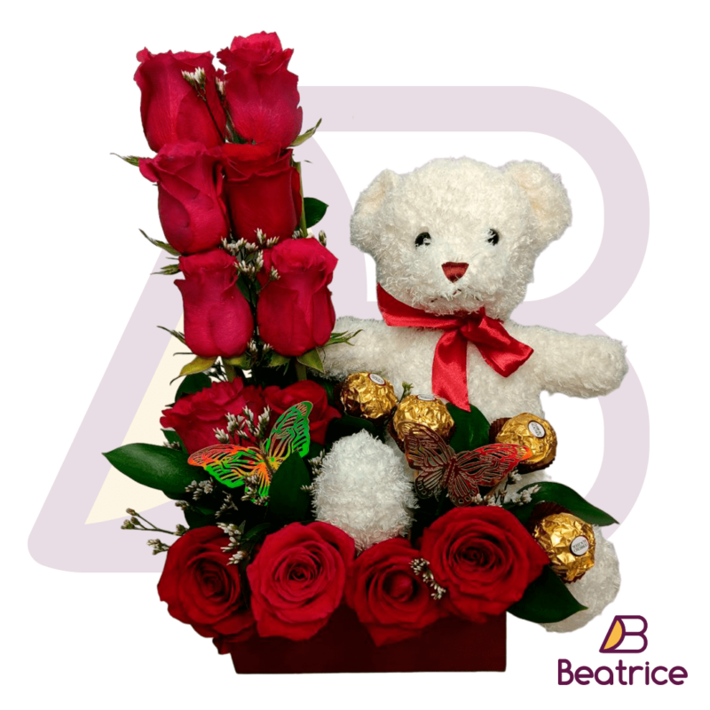 Arreglo peluche con chocolates