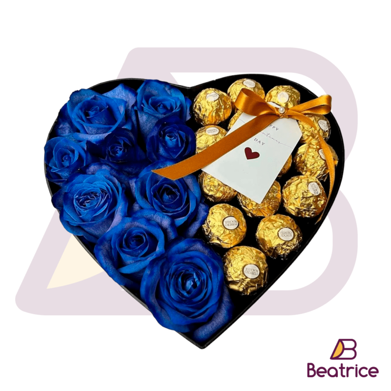 Caja floral con chocolates
